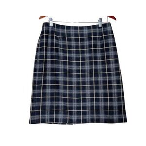 VTG 90s Y2K Skirt Plaid Wool Blend 10/12 Black Dark Academia Preppy Knee‎ Length
